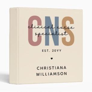 Custom Retro CNS Clinical Nurse Specialist 3 Ring Binder