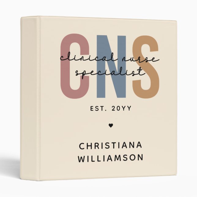 Custom Retro CNS Clinical Nurse Specialist 3 Ring Binder (Front/Spine)