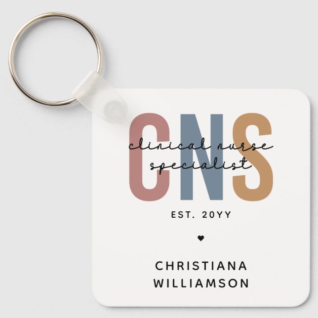 Custom Retro CNS Clinical Nurse Specialist Keychain (Front)