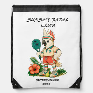 Custom Retro Cockatoo Junior Padel Club Kids Drawstring Bag