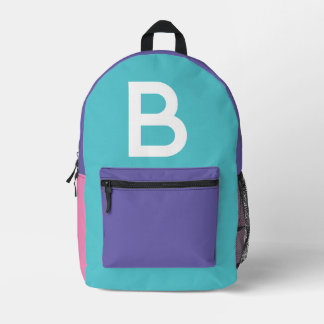 Custom Retro Color Block Initial Backpack