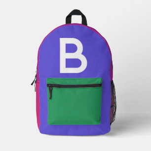 Custom Retro Color Block Initial Backpack