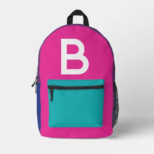 Custom Retro Color Block Initial Backpack