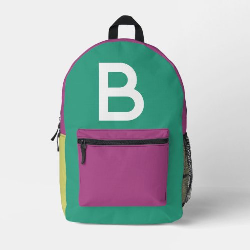Custom Retro Color Block Initial Backpack