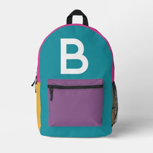 Custom Retro Color Block Initial Backpack