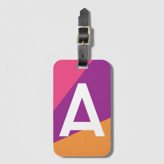 Custom Retro Color Block Monogram Luggage Tag