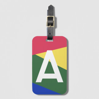 Custom Retro Color Block Monogram Luggage Tag