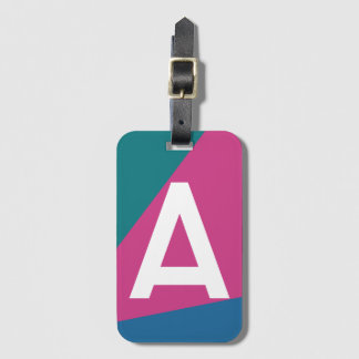 Custom Retro Color Block Monogram Luggage Tag