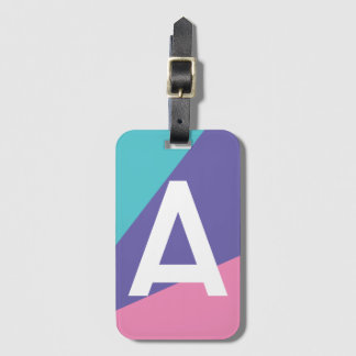 Custom Retro Color Block Monogram Luggage Tag