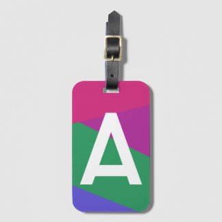 Custom Retro Color Block Monogram Luggage Tag