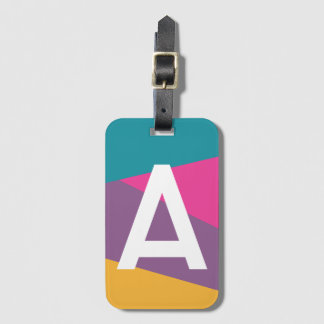 Custom Retro Color Block Monogram Luggage Tag