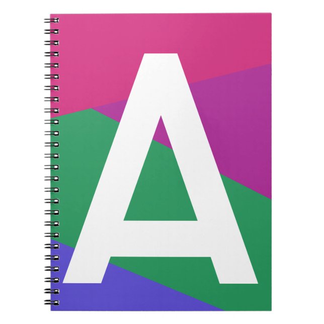 Custom Retro Color Block Monogram Notebook (Front)