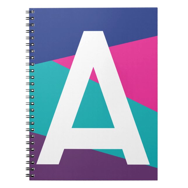 Custom Retro Color Block Monogram Notebook (Front)
