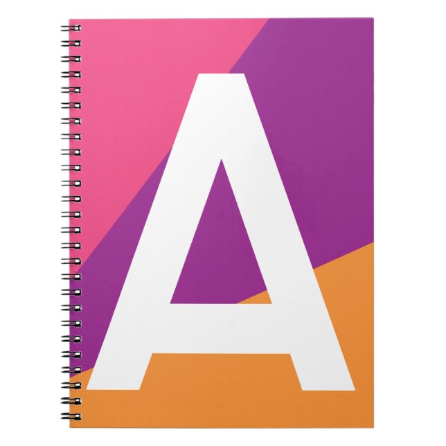 Custom Retro Color Block Monogram Notebook (Front)