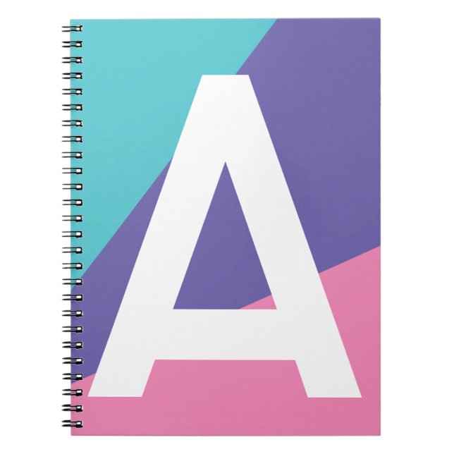 Custom Retro Color Block Monogram Notebook (Front)