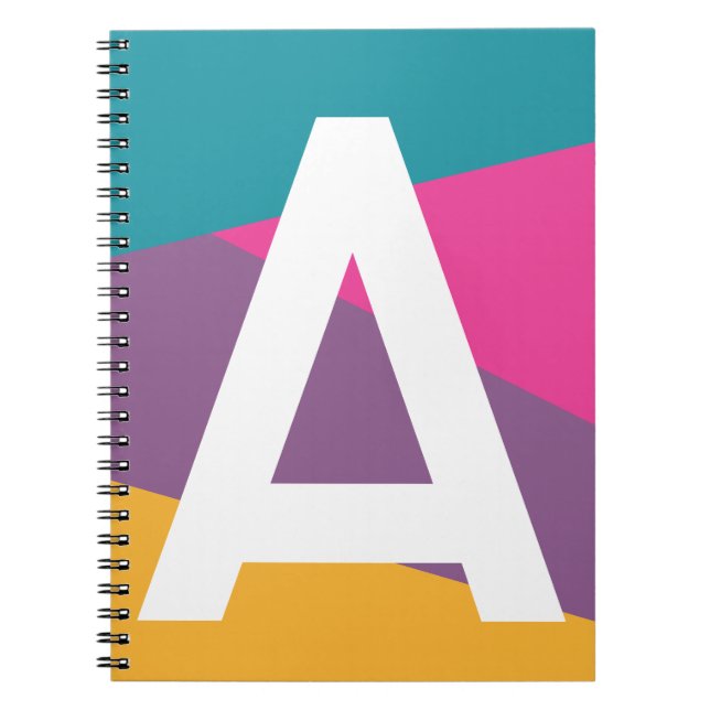 Custom Retro Color Block Monogram Notebook (Front)