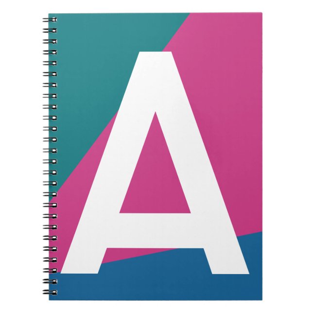 Custom Retro Color Block Monogram Notebook (Front)