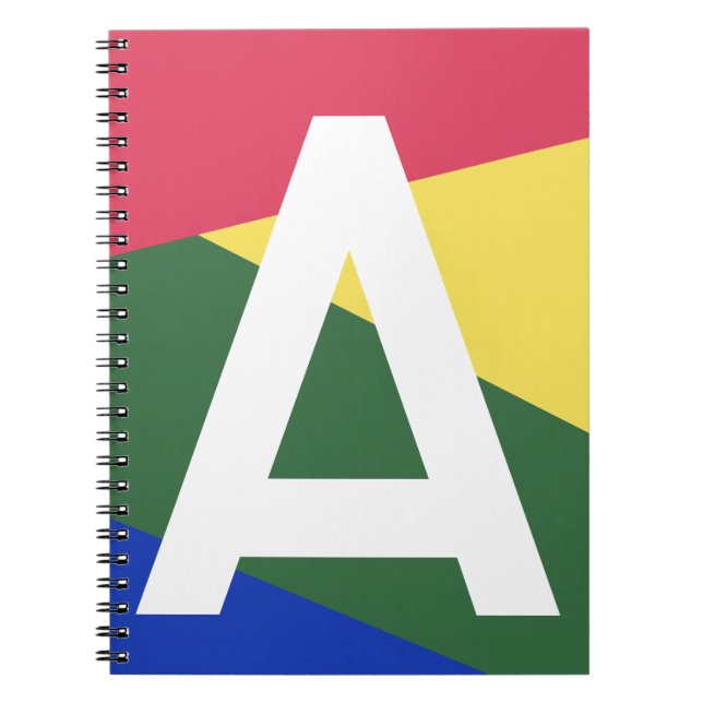Custom Retro Color Block Monogram Notebook (Front)