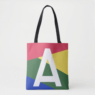 Custom Retro Color Block Monogram Tote Bag