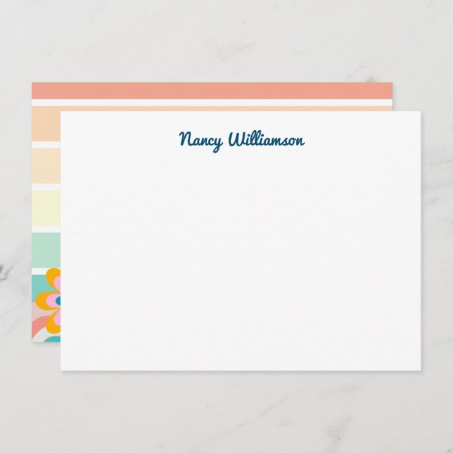 Custom Retro Colorful Candy Pastels Stripes  Note Card (Front/Back)