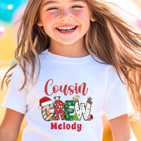 Custom Retro Cousin Crew Christmas Doodle T-Shirt