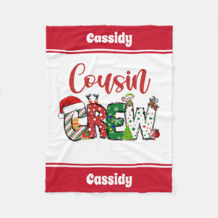 Custom Retro Cousin Crew Christmas Fleece Blanket