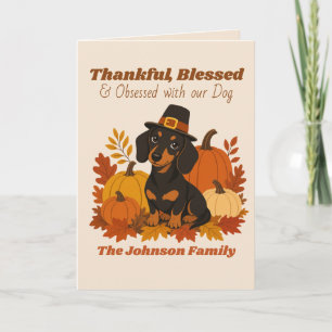 Custom Retro Dachshund Thanksgiving Photo Greeting Card