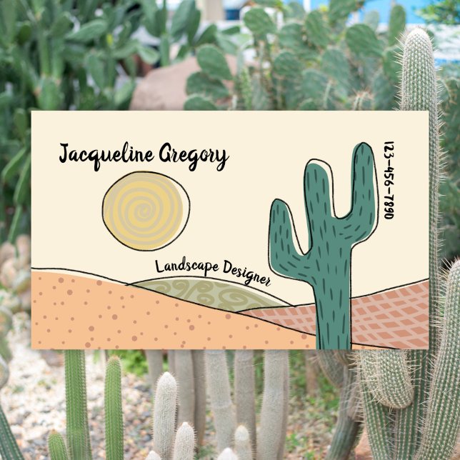 Custom Retro Desert Cactus Small Business Template Card (Creator Uploaded)