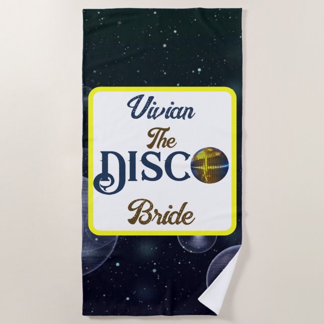 Custom  Retro Disco Bachelorette Party Disco Bride Beach Towel (Front)