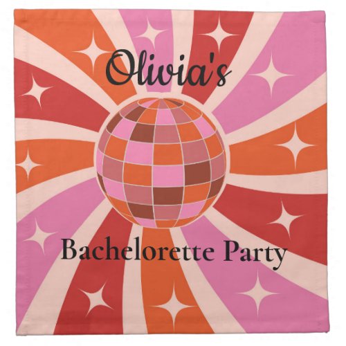Custom Retro Disco ball Bachelorette party  Cloth Napkin