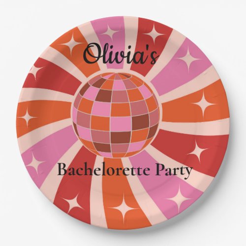 Custom Retro Disco ball Bachelorette party  Paper Plates