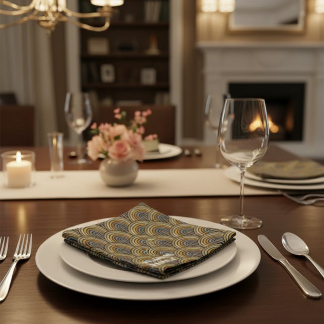 Custom Retro Embroidery Arc Pattern Cloth Napkin (Creator Uploaded)