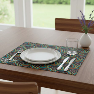 Custom Retro Embroidery Arc Pattern Cloth Placemat