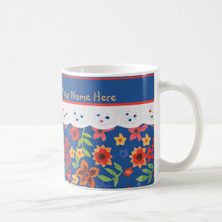 Custom Retro Floral, Faux Lace Coffee Mug