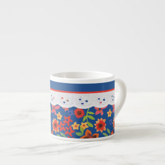 Custom Retro Floral, Faux Lace Espresso Mug