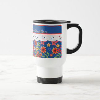 Custom Retro Floral, Faux Lace Travel Mug