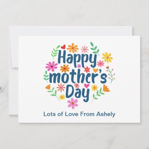 Custom Retro Floral Happy Mothers Day  Card