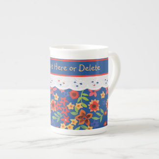Custom Retro Floral Pattern with Faux Lace Bone China Mug