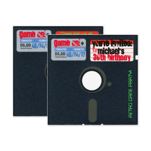 Custom Retro Game Birthday Invite Floppy Disk 5.25