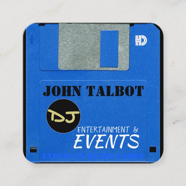 Custom Retro Game Floppy Disk 3 Square Business C Card (Front)