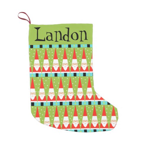 Custom Retro Geometric Santa Christmas Stocking