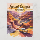 Custom Retro Grand Canyon Watercolor Road Trip Car Postcard