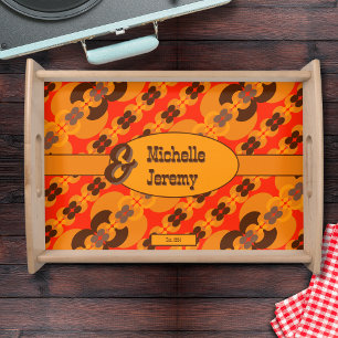 Custom Retro Groovy 60's 70's Bubbles Pattern Serving Tray