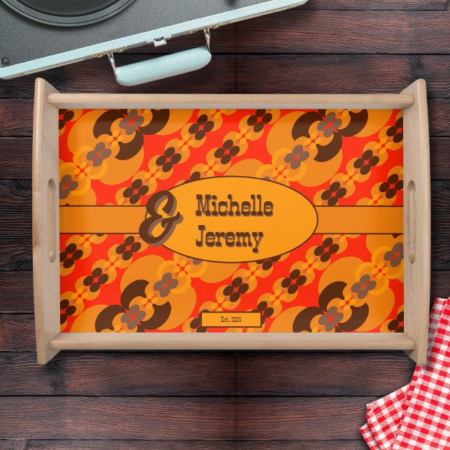 Custom Retro Groovy 60's 70's Bubbles Pattern Serving Tray (Creator Uploaded)