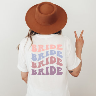 Custom Retro Groovy Back Print Wedding Party T-Shirt