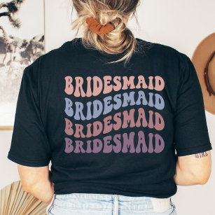 Custom Retro Groovy Back Print Wedding Party T-Shirt