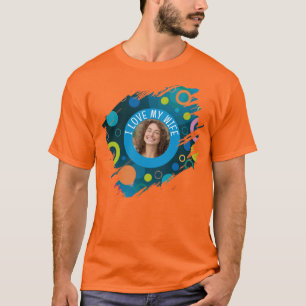 Custom Retro Groovy Circles I LOVE MY WIFE Photo T-Shirt