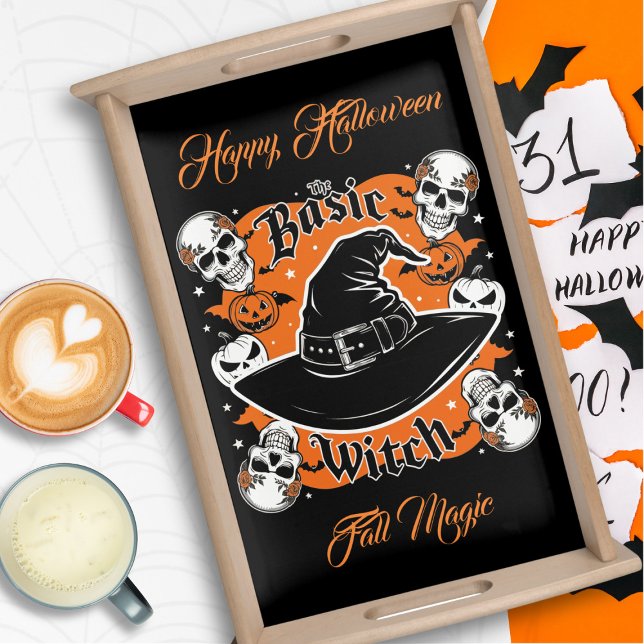 Custom Retro Grunge Basic Witch Halloween Theme Serving Tray (Creator Uploaded)