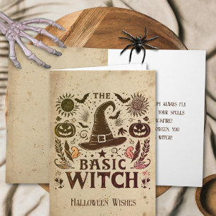 Custom Retro Halloween Cottagecore Witch Hat Card