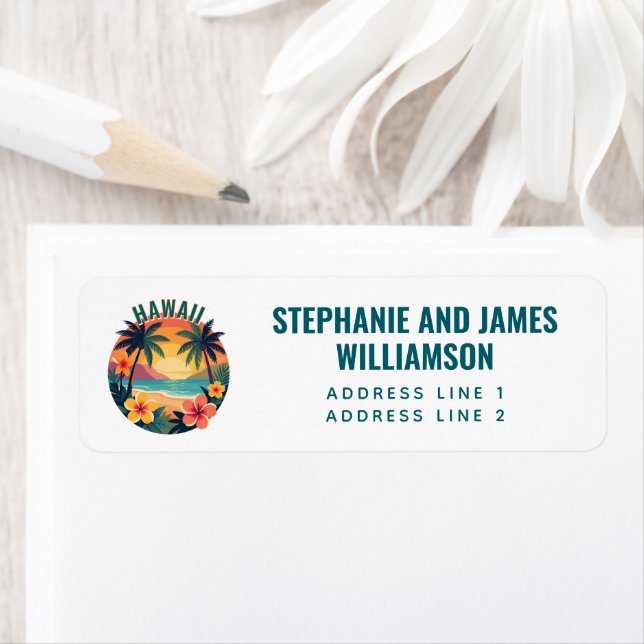Custom Retro Hawaii Tropical Beach  Label (Insitu)